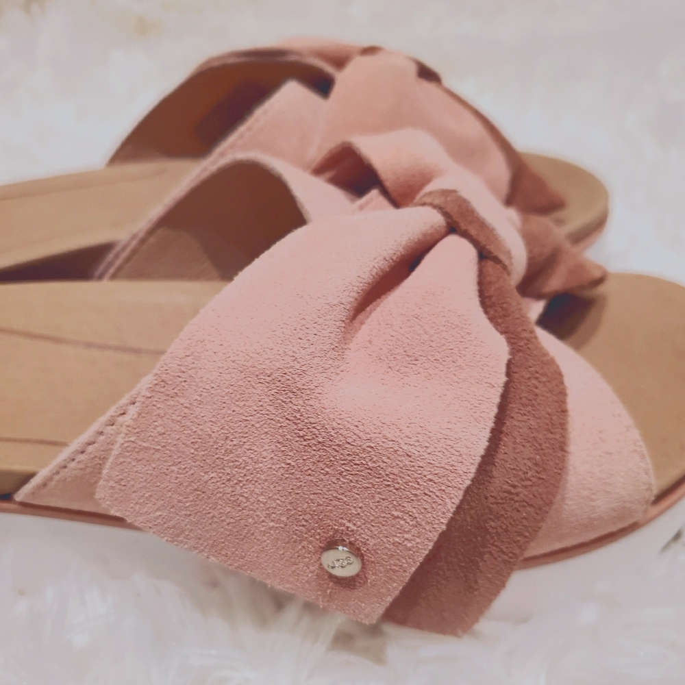 Original UGG Joanie Pink Suede Sandals slides. size 6.5 two